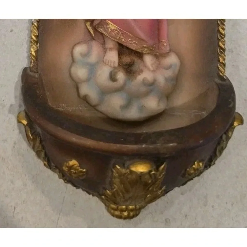 VTG Divino Nino Jesus Holy Water Font Wall Hanging Statue Grandmacore Kitsch